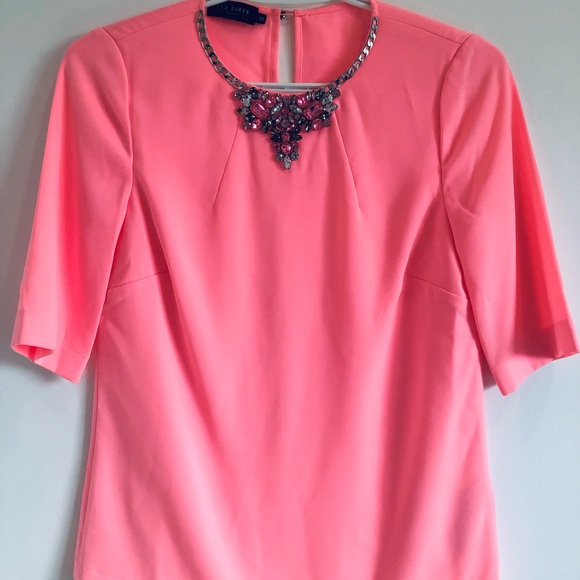 Ted Baker Meleni Embellished Top in Coral - Size 0 - Picture 3 of 9